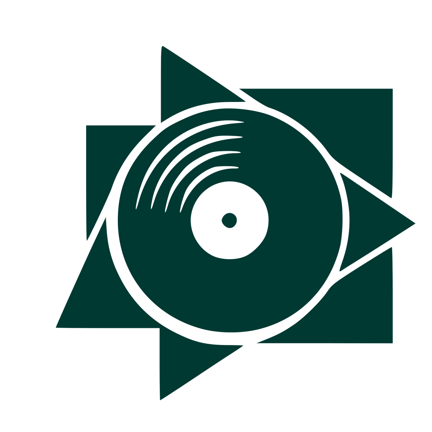 Vinyl Record Play Button Logo #003932