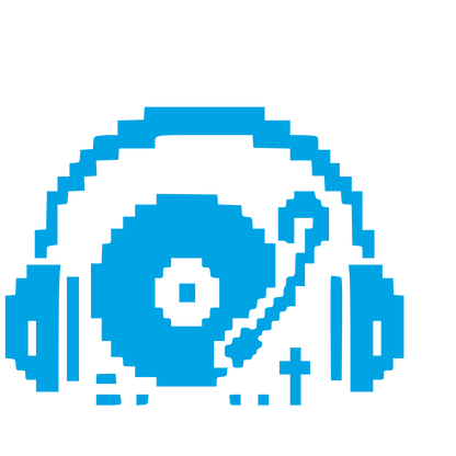 Pixel Art DJ Turntable Logo #00a3e4