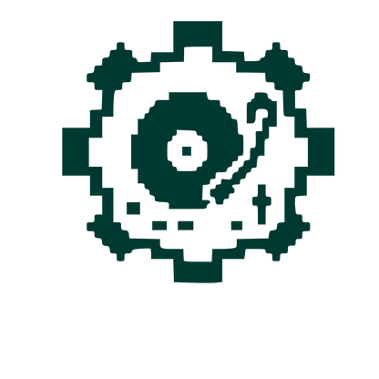Pixel Turntable Gear Logo #003932