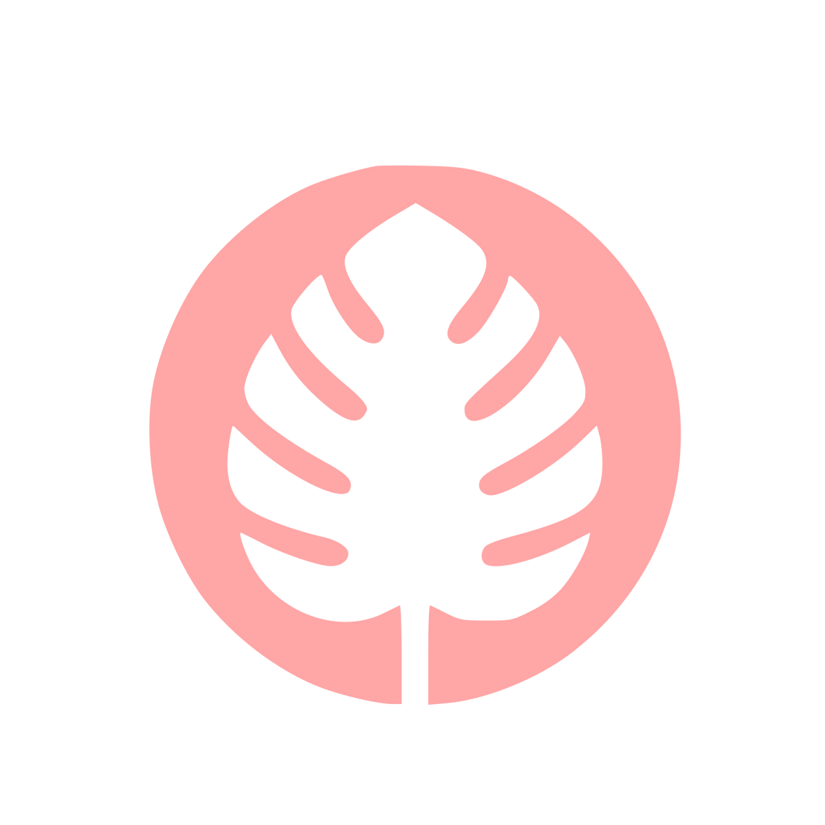 Monstera Leaf Circle Logo #ffa6a6