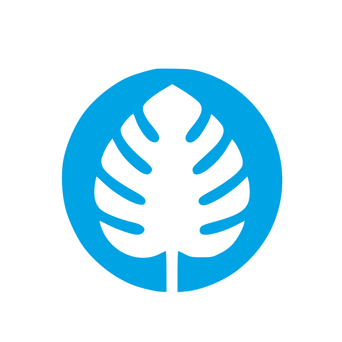 Monstera Leaf Circle Logo #00a3e4