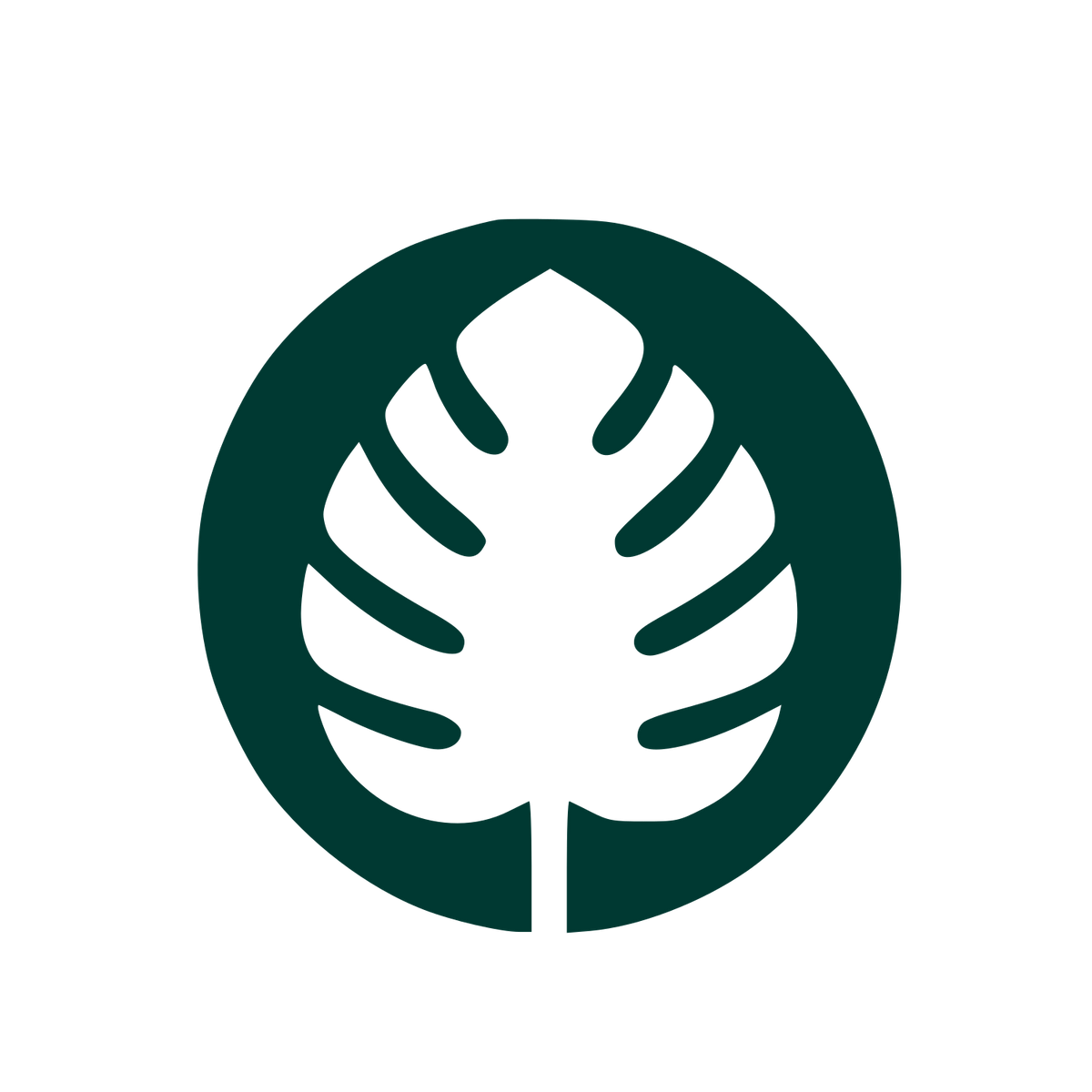 Monstera Leaf Circle Logo #003932