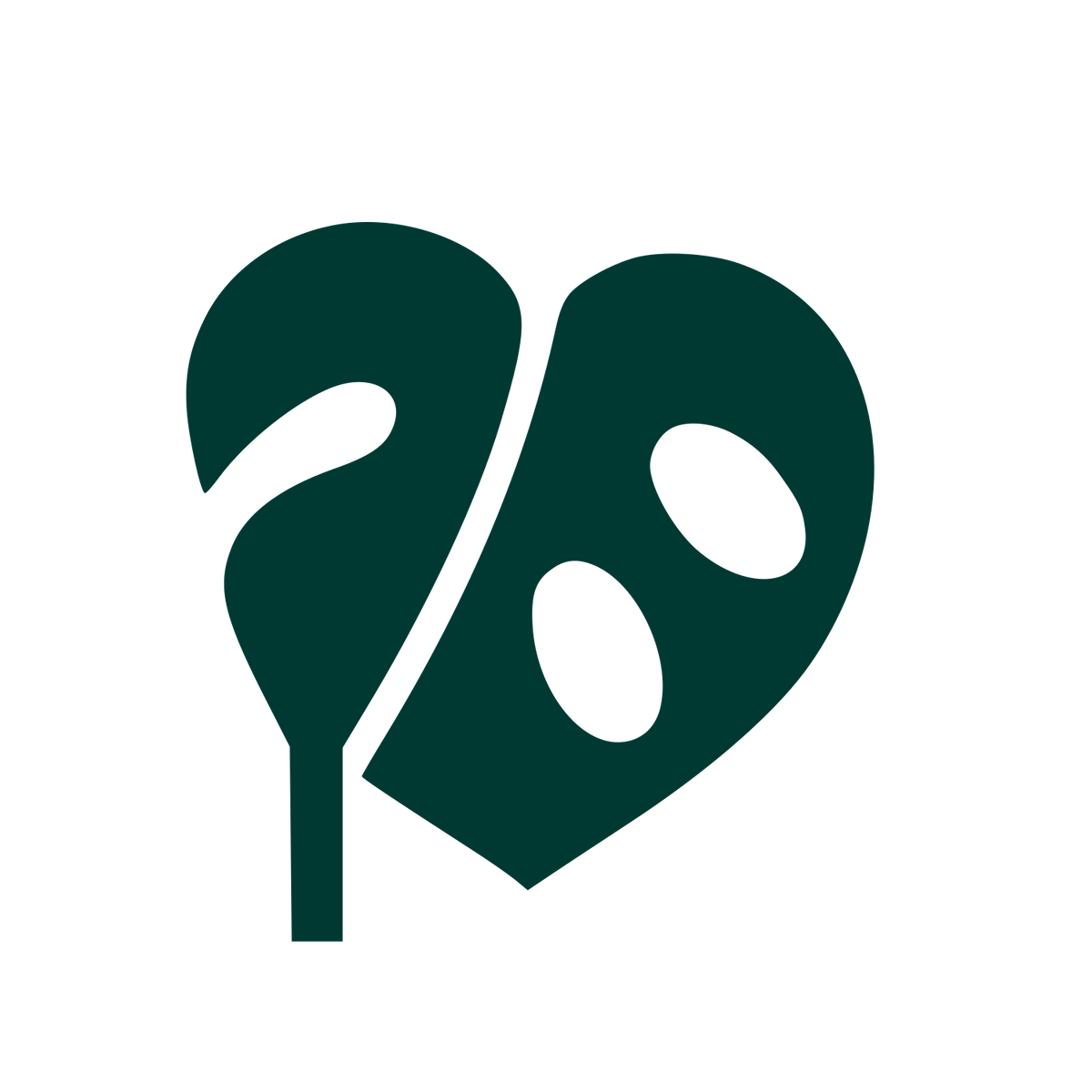 Monstera Leaf Heart Logo #003932