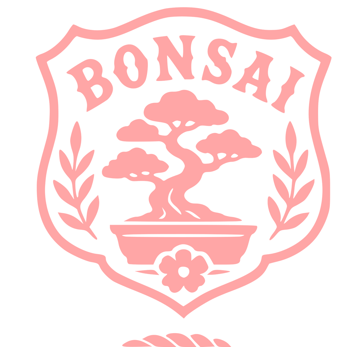 Bonsai Tree Shield Logo #ffa6a6