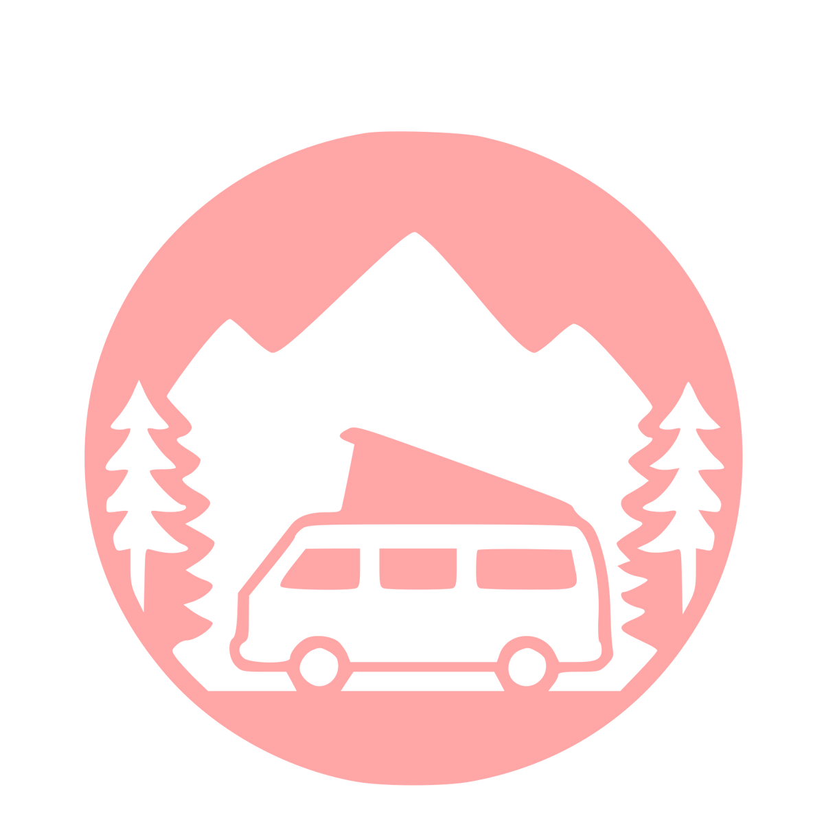 Camper Van Mountain Circle Logo #ffa6a6