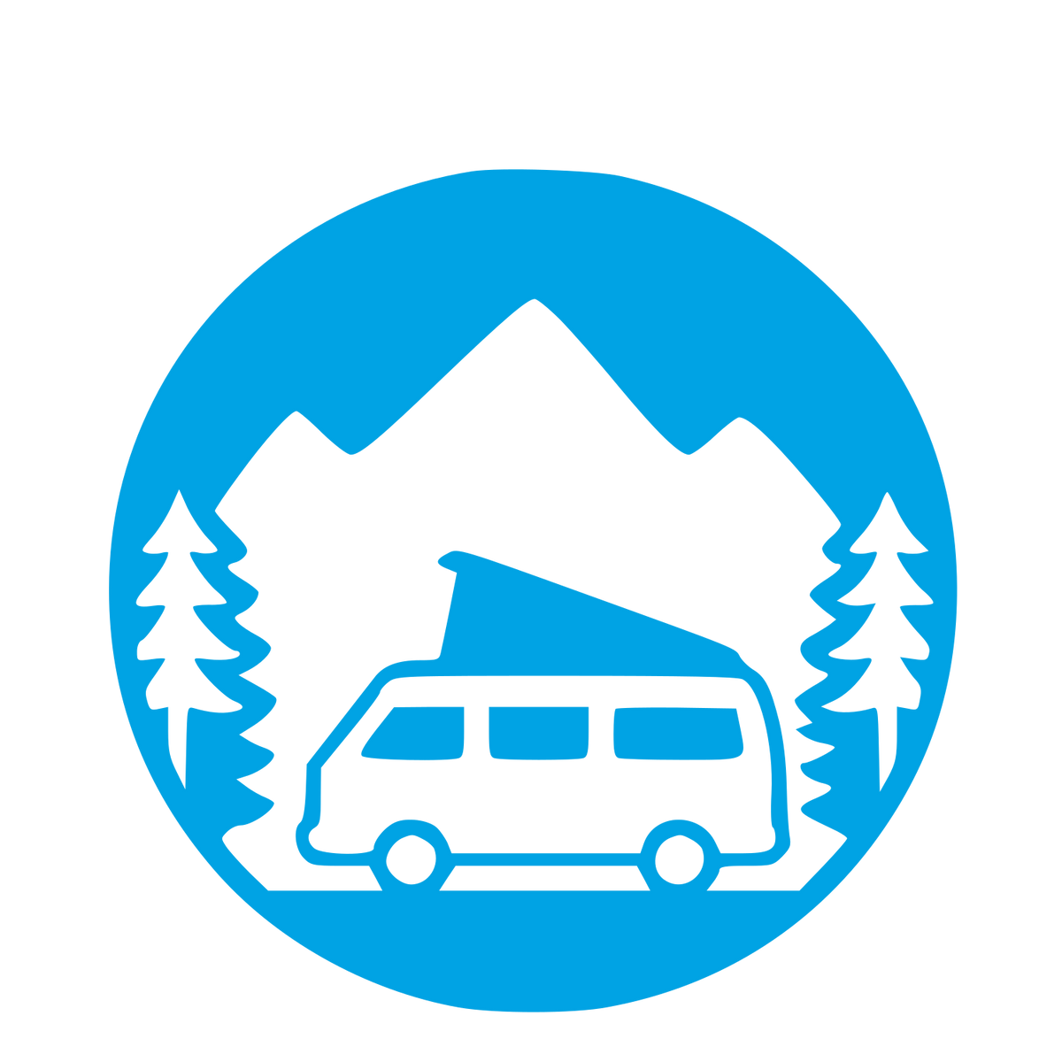 Camper Van Mountain Circle Logo #00a3e4