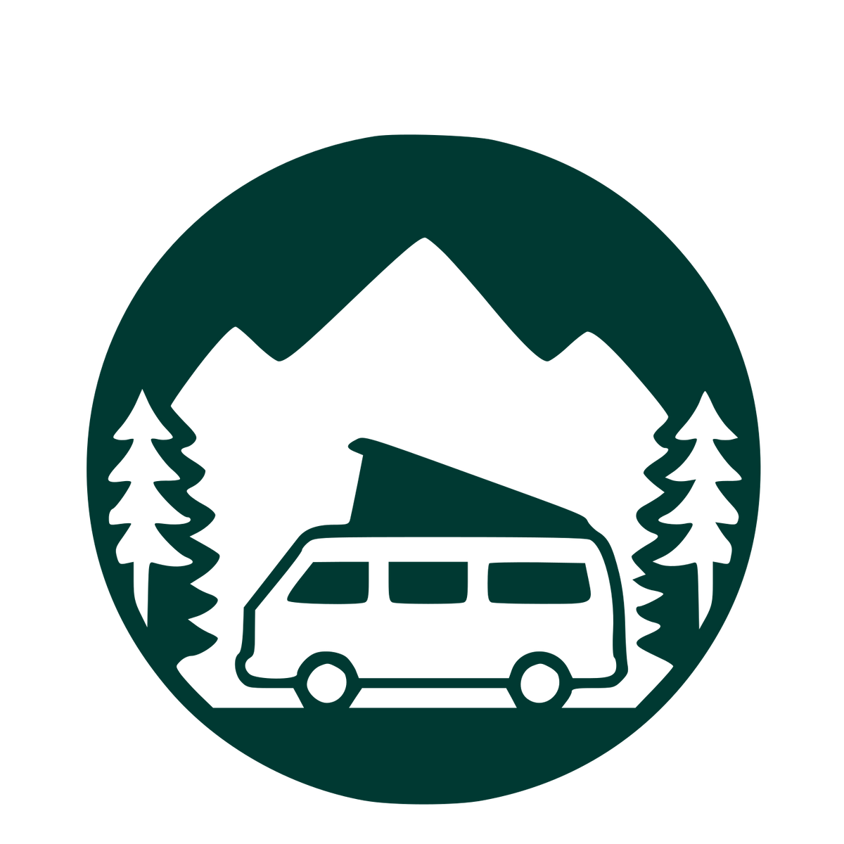 Camper Van Mountain Circle Logo #003932