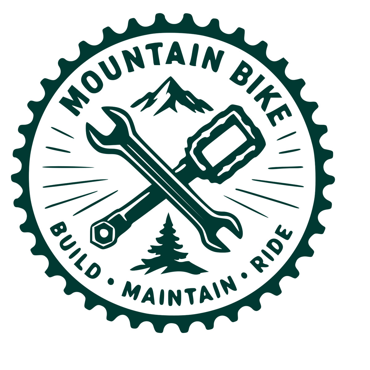 Mountain Bike Mechanic Badge Logo #003932