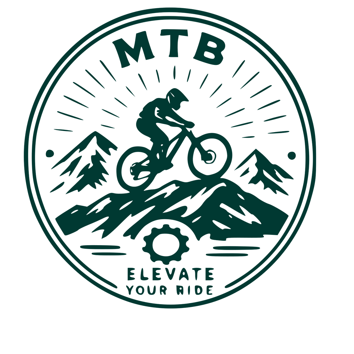MTB Mountain Biker Badge Logo #003932