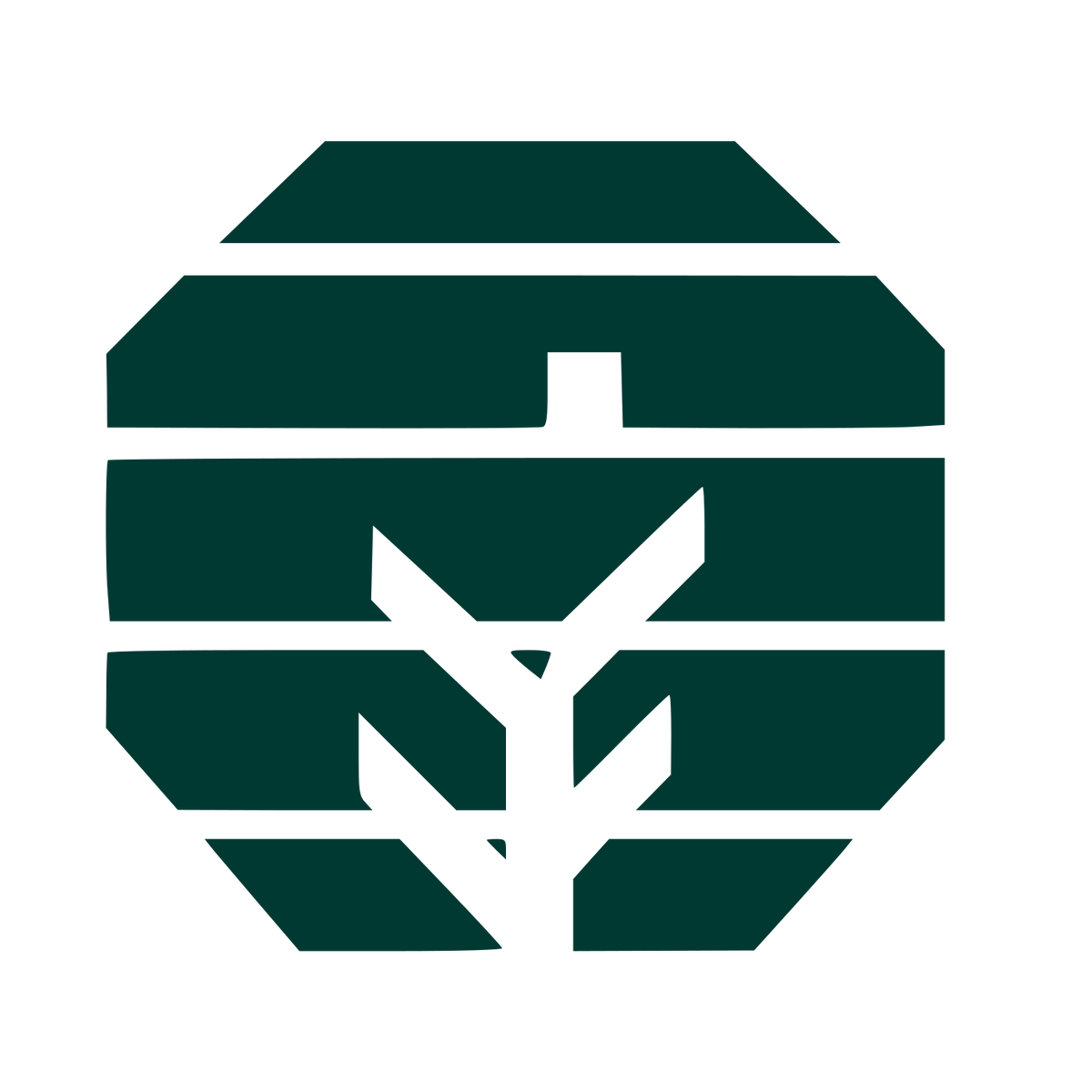 Brutalist Tree Octagon Logo #003932