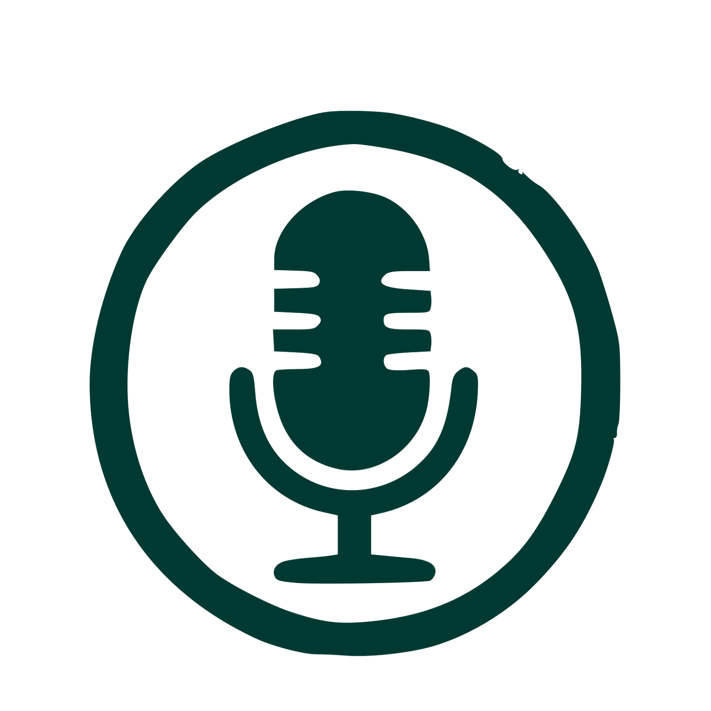 Hand-Drawn Microphone Circle Logo #003932