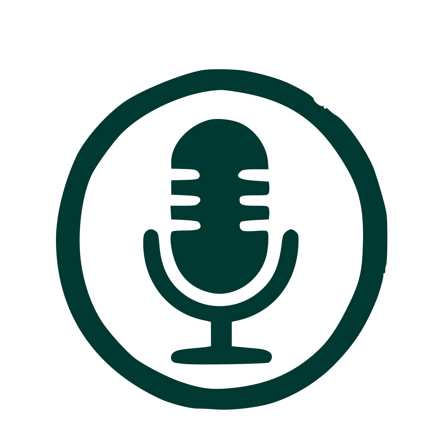 Hand-Drawn Microphone Circle Logo #003932