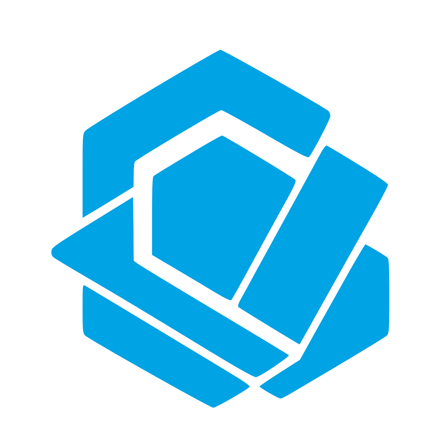 Layered Hexagon Overlap Logo #00a3e4