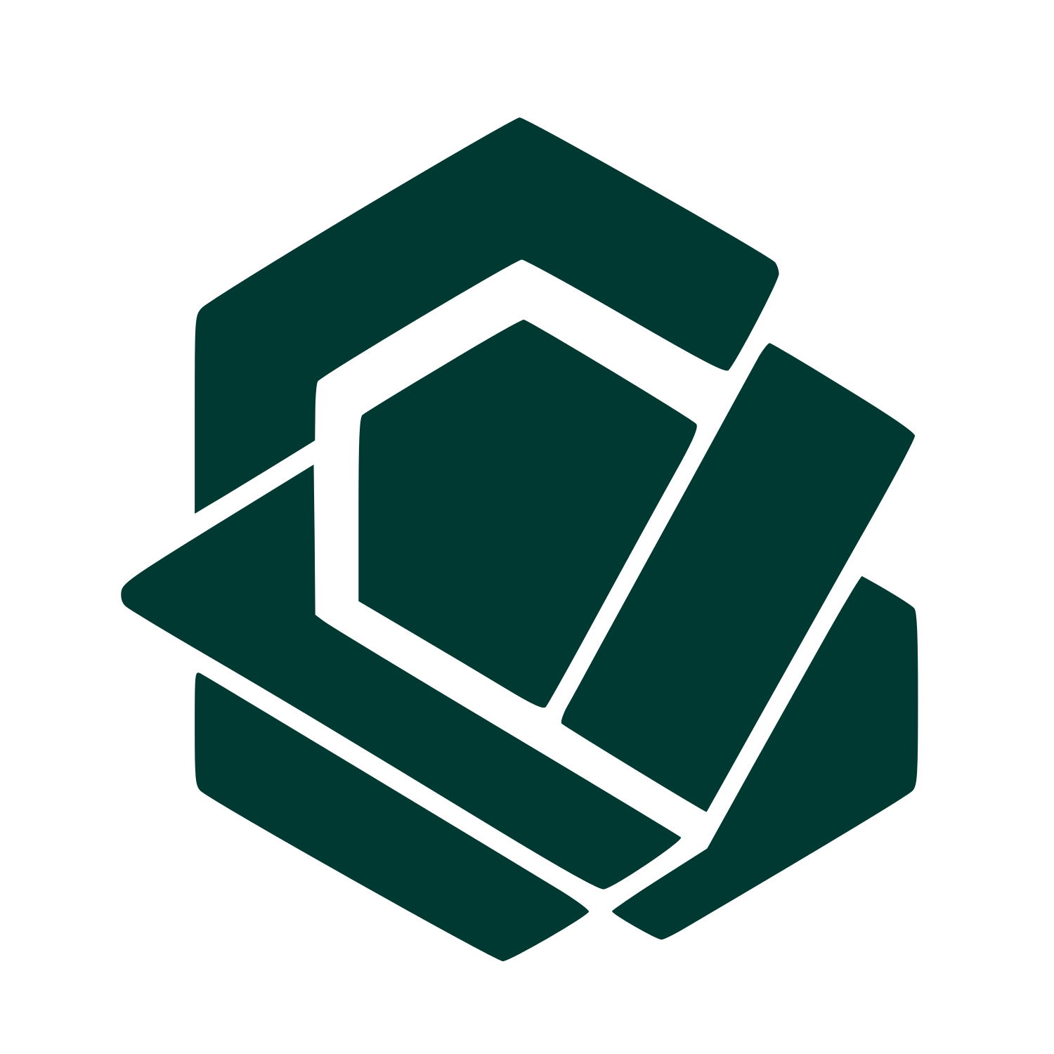Layered Hexagon Overlap Logo #003932