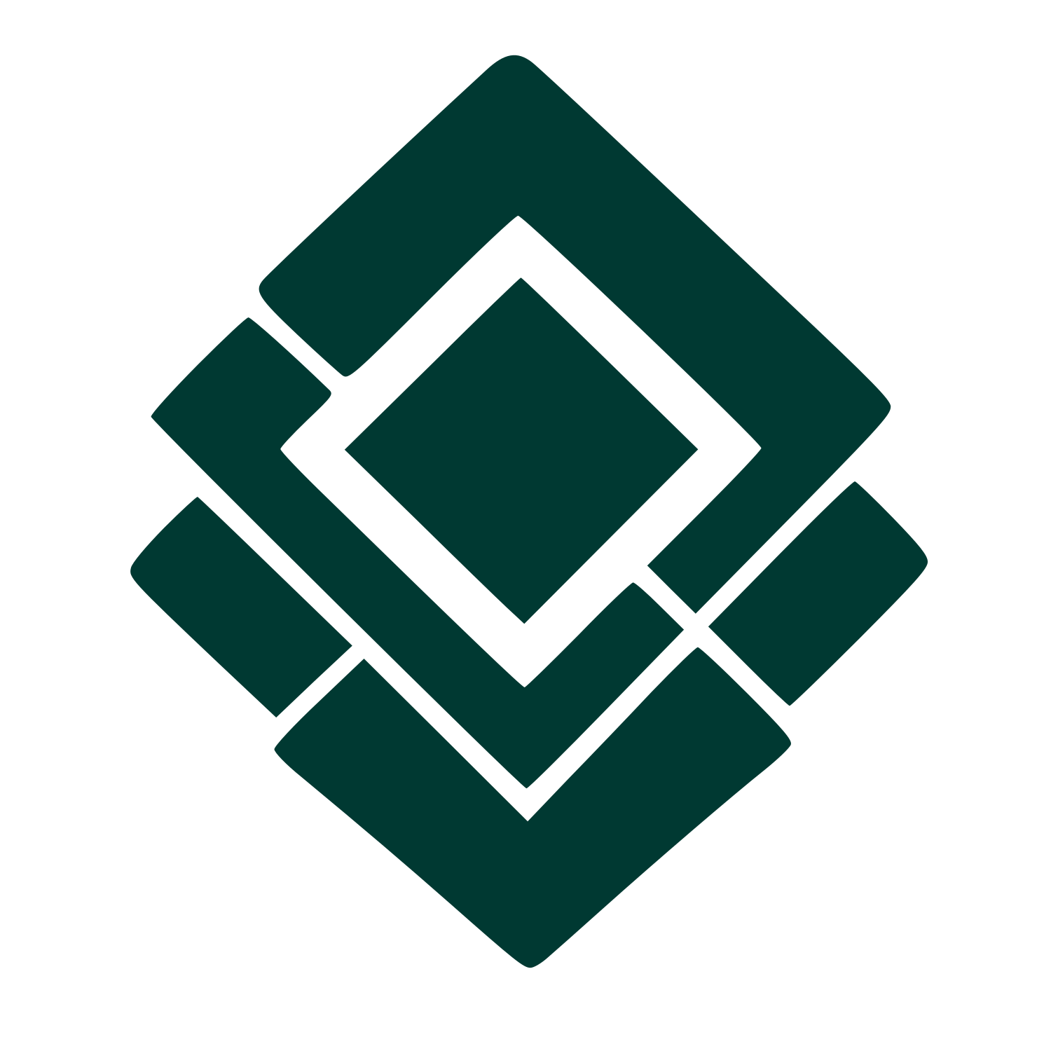 Layered Diamond Squares Logo #003932