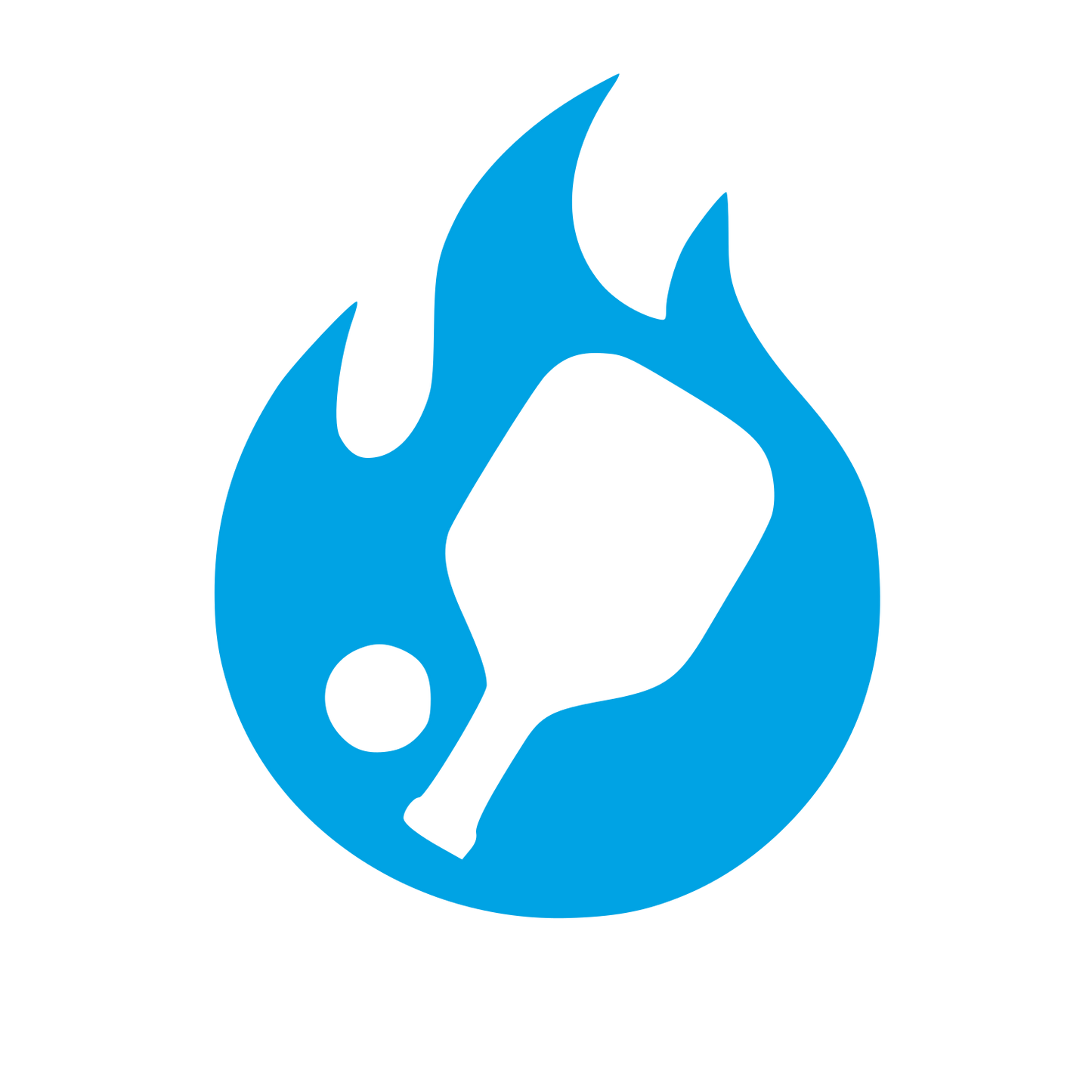 Flaming Pickleball Paddle Logo #00a3e4