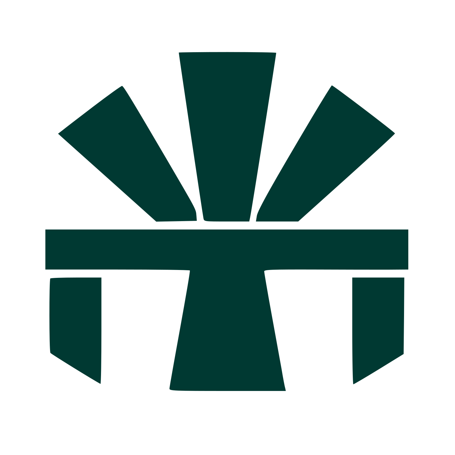 Brutalist Sunburst Cross Logo #003932