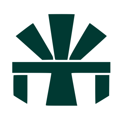 Brutalist Sunburst Cross Logo #003932