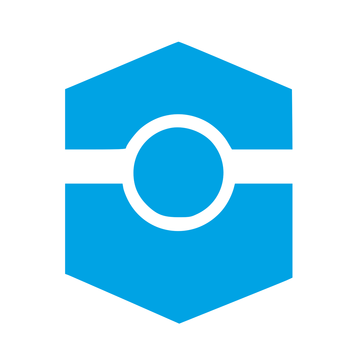 Hexagon Circle Cutout Logo #00a3e4