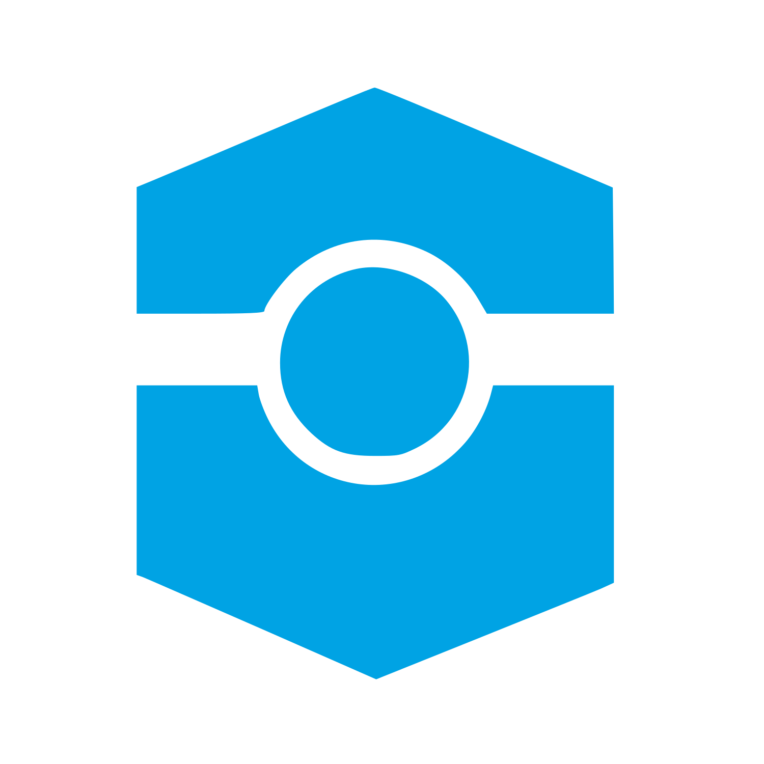Hexagon Circle Cutout Logo #00a3e4