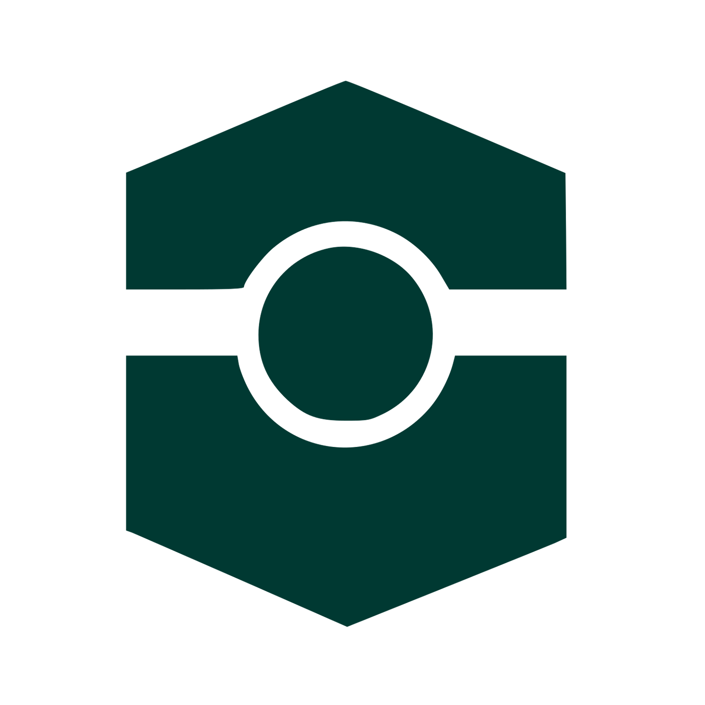 Hexagon Circle Cutout Logo #003932