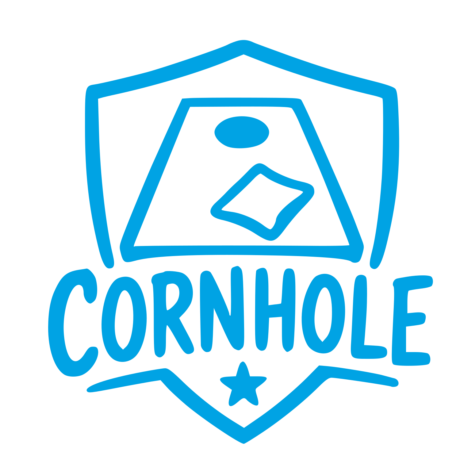 Hand-Drawn Cornhole Logo #00a3e4
