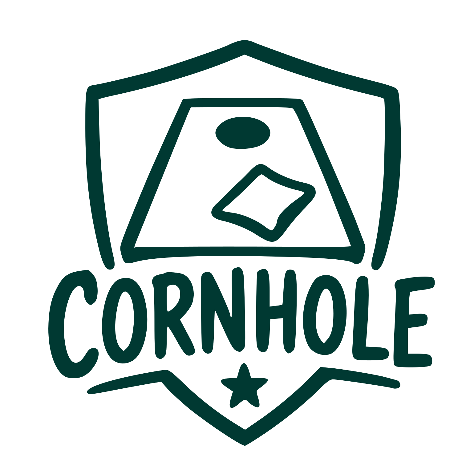 Hand-Drawn Cornhole Logo #003932
