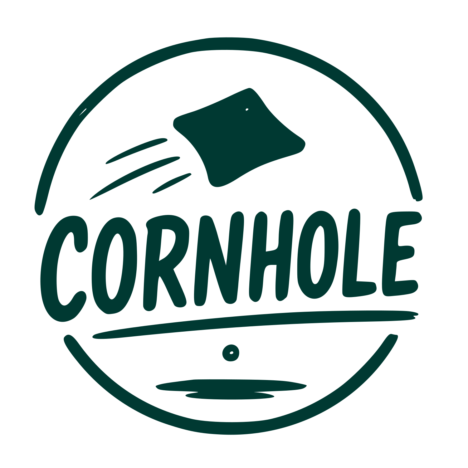 Hand-Drawn Cornhole Logo #003932