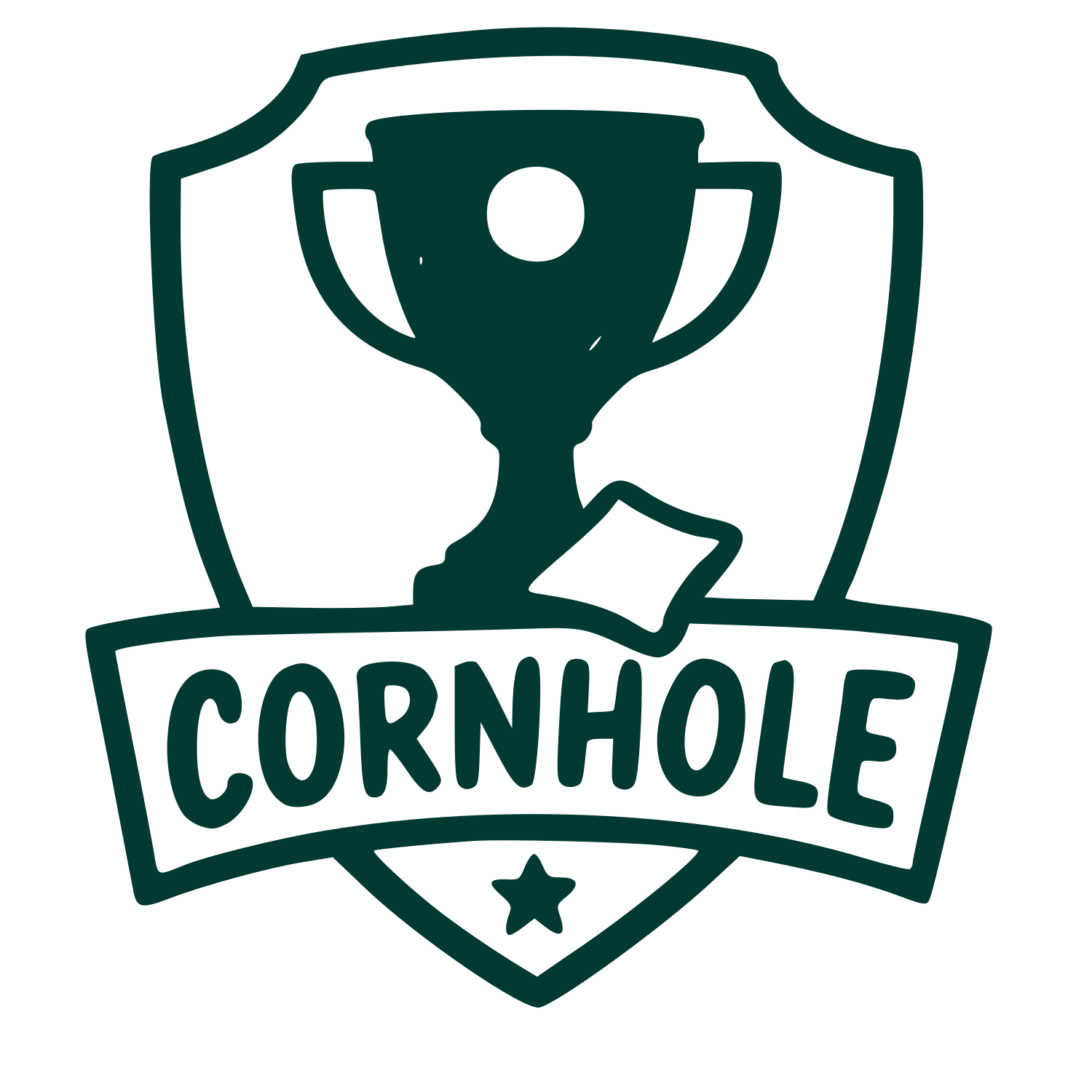 Cornhole Trophy Shield Logo #003932