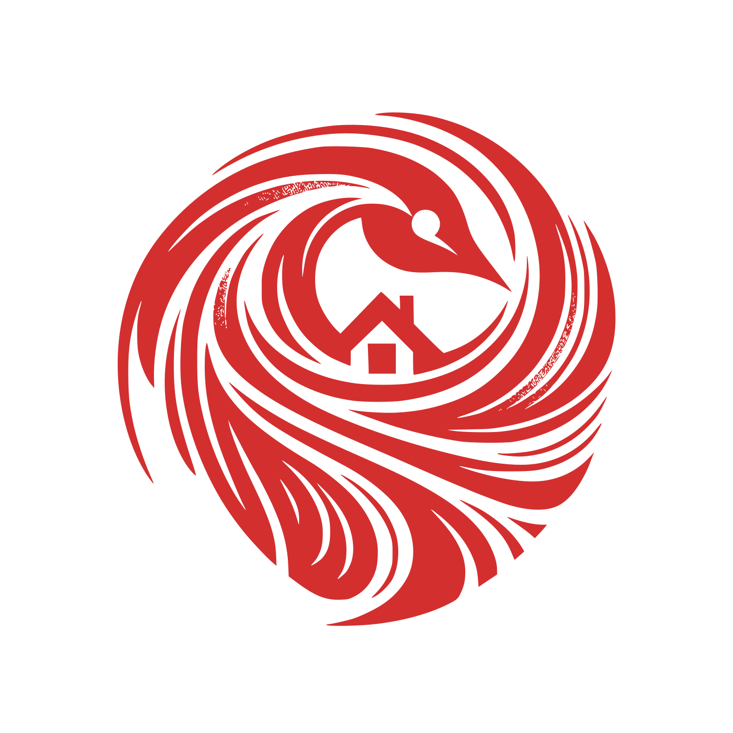 Bird and House Logo #D32F2F