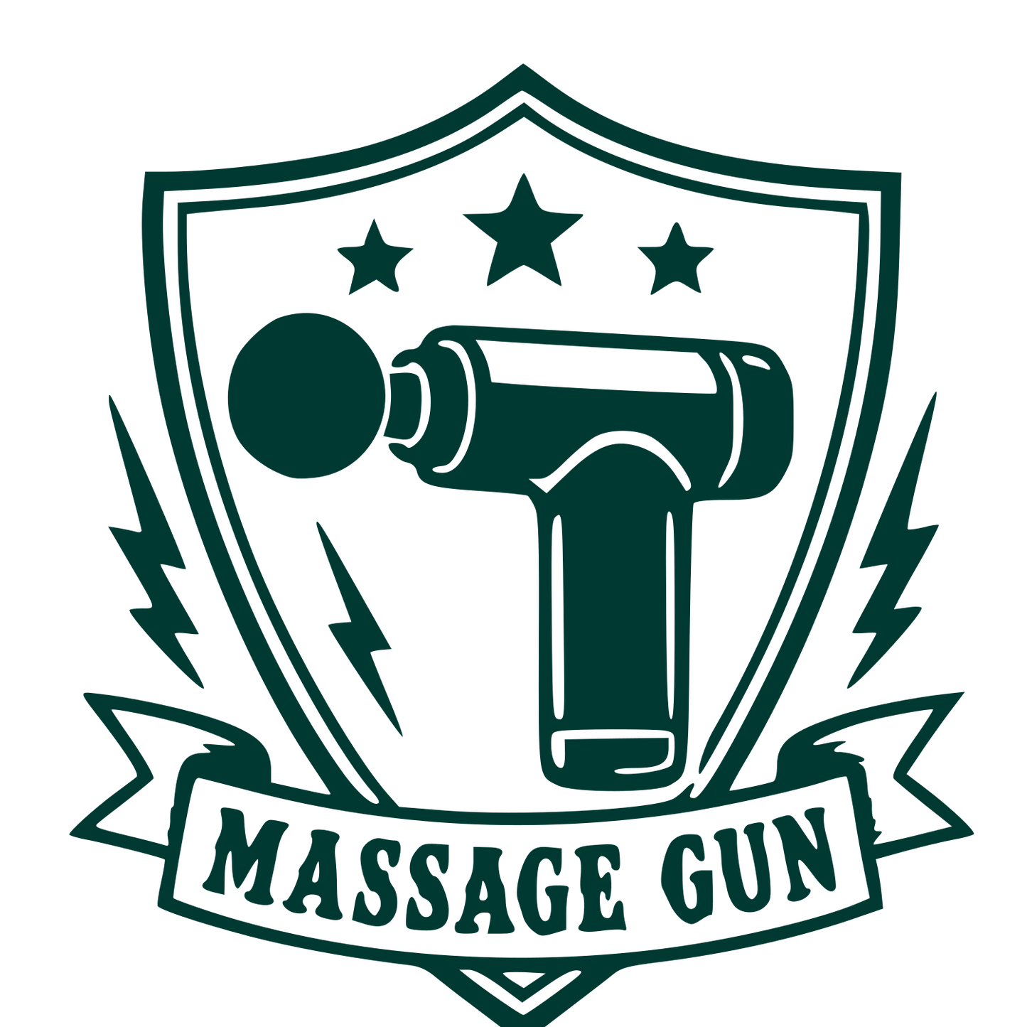 Massage Gun Shield Badge Logo #003932