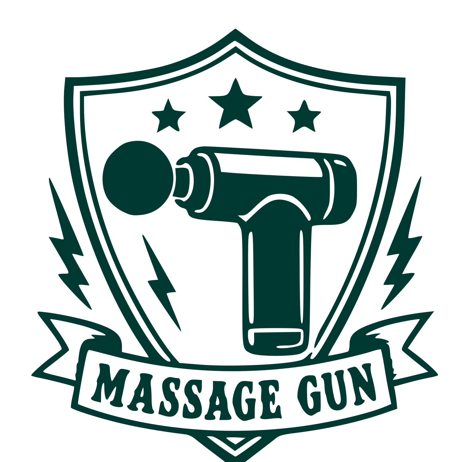 Massage Gun Shield Badge Logo #003932