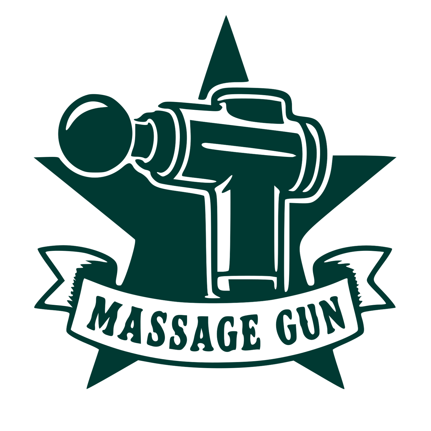 Massage Gun Star Badge Logo #003932