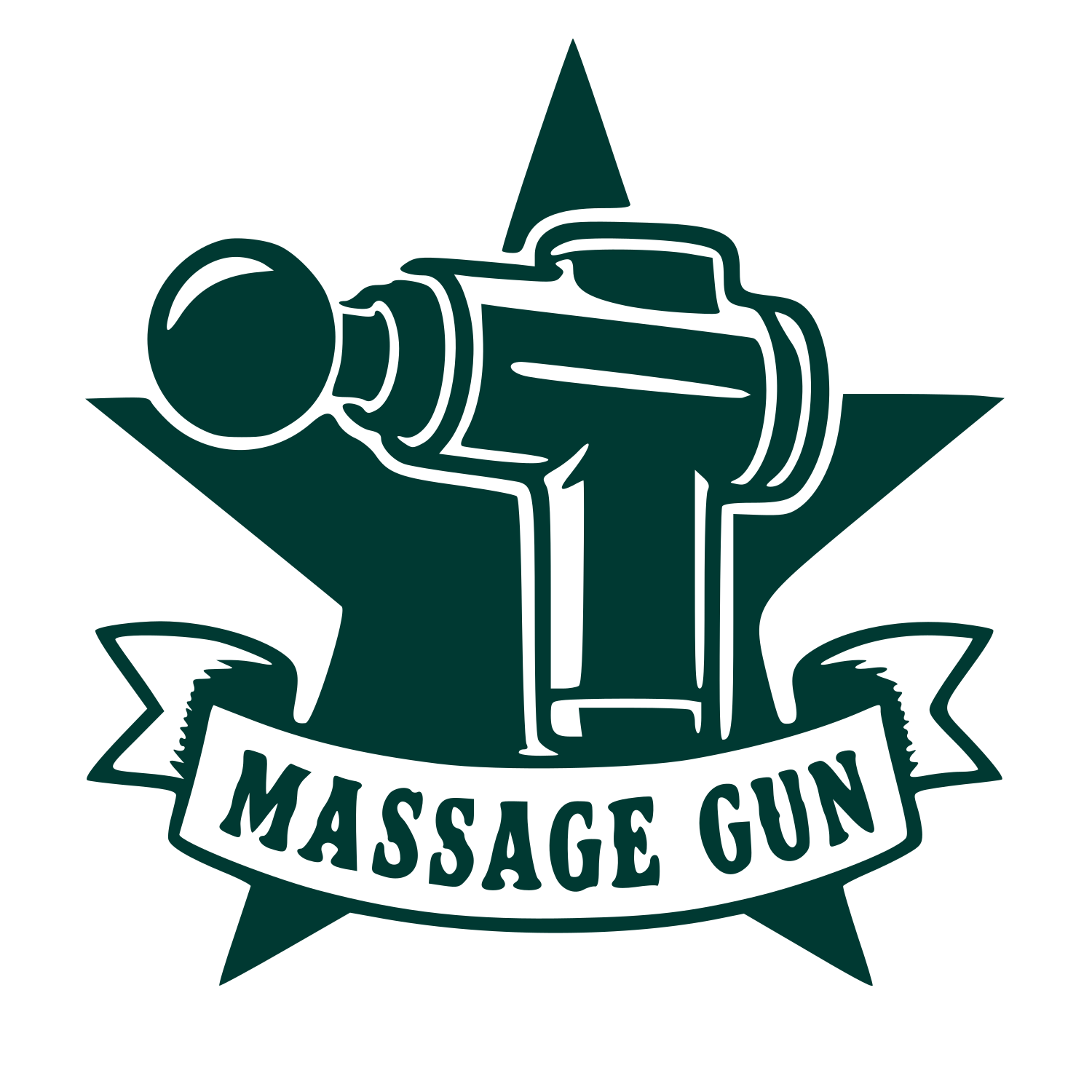 Massage Gun Star Badge Logo #003932