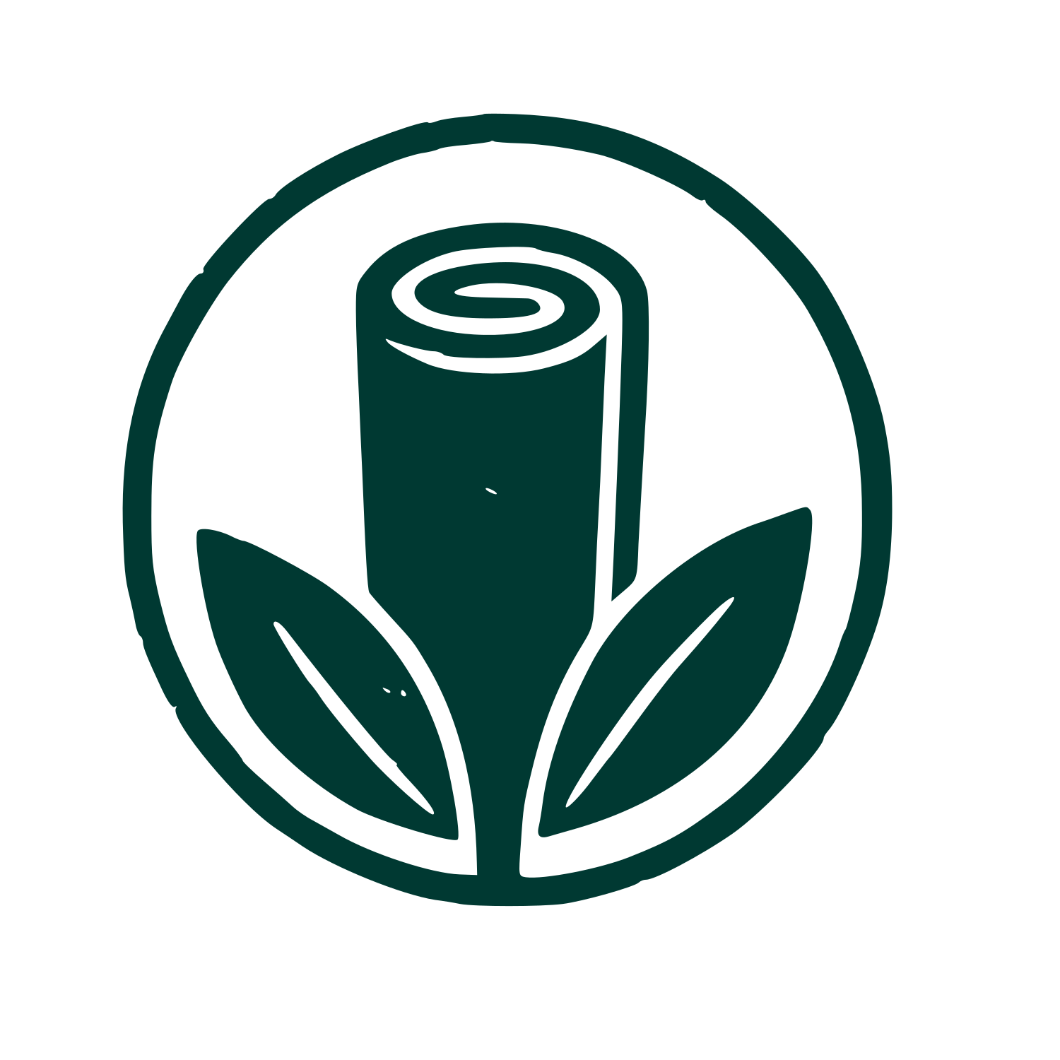 Yoga Mat Leaf Circle Logo #003932