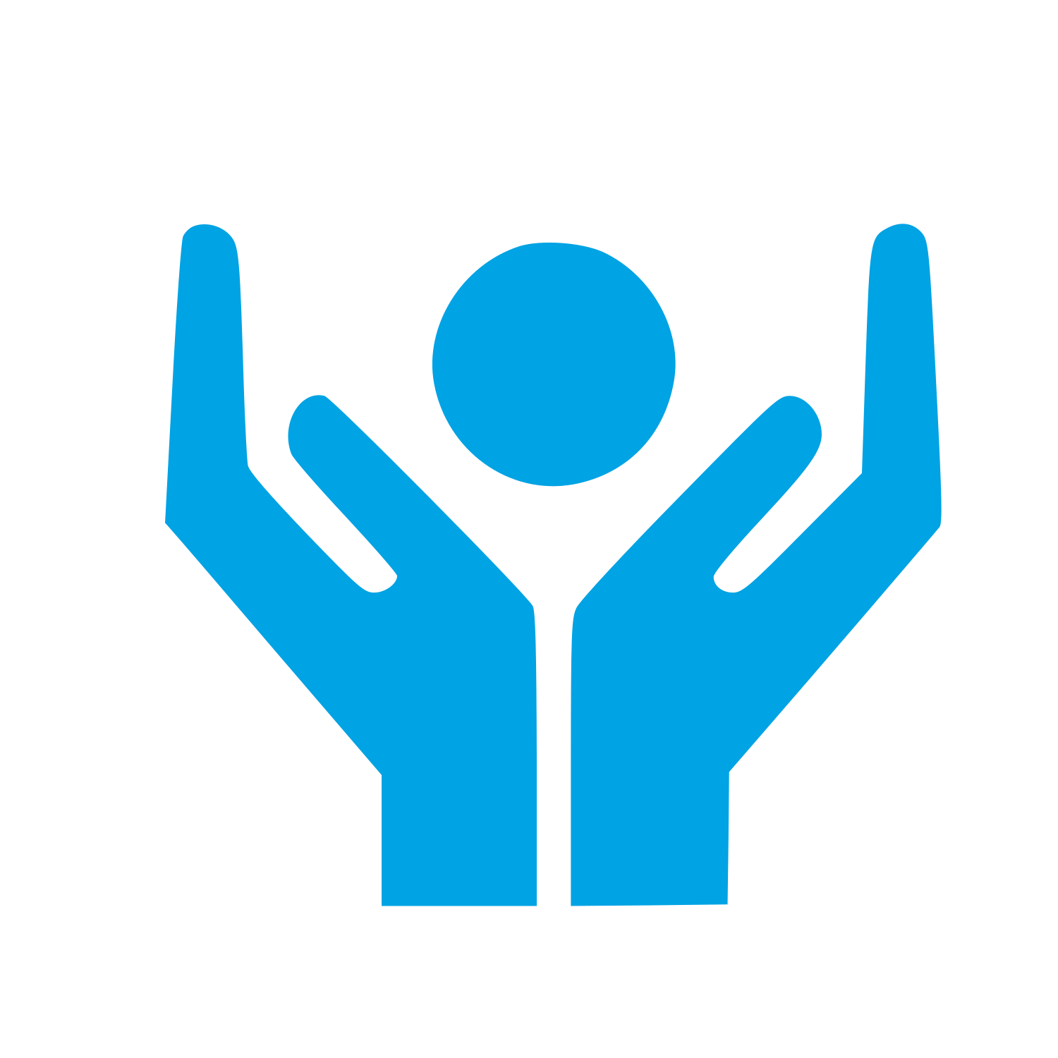 Hands Raised Person Logo #00a3e4