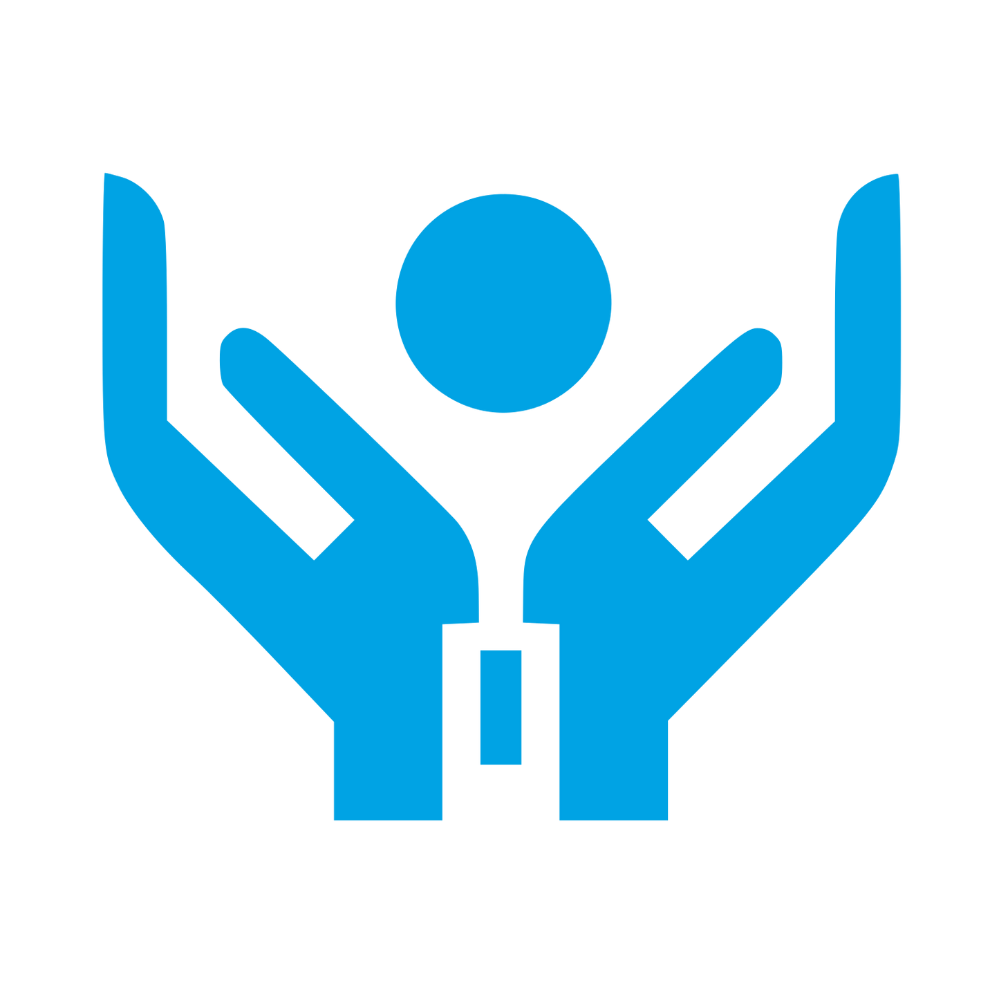 Hands Cradling Person Logo #00a3e4
