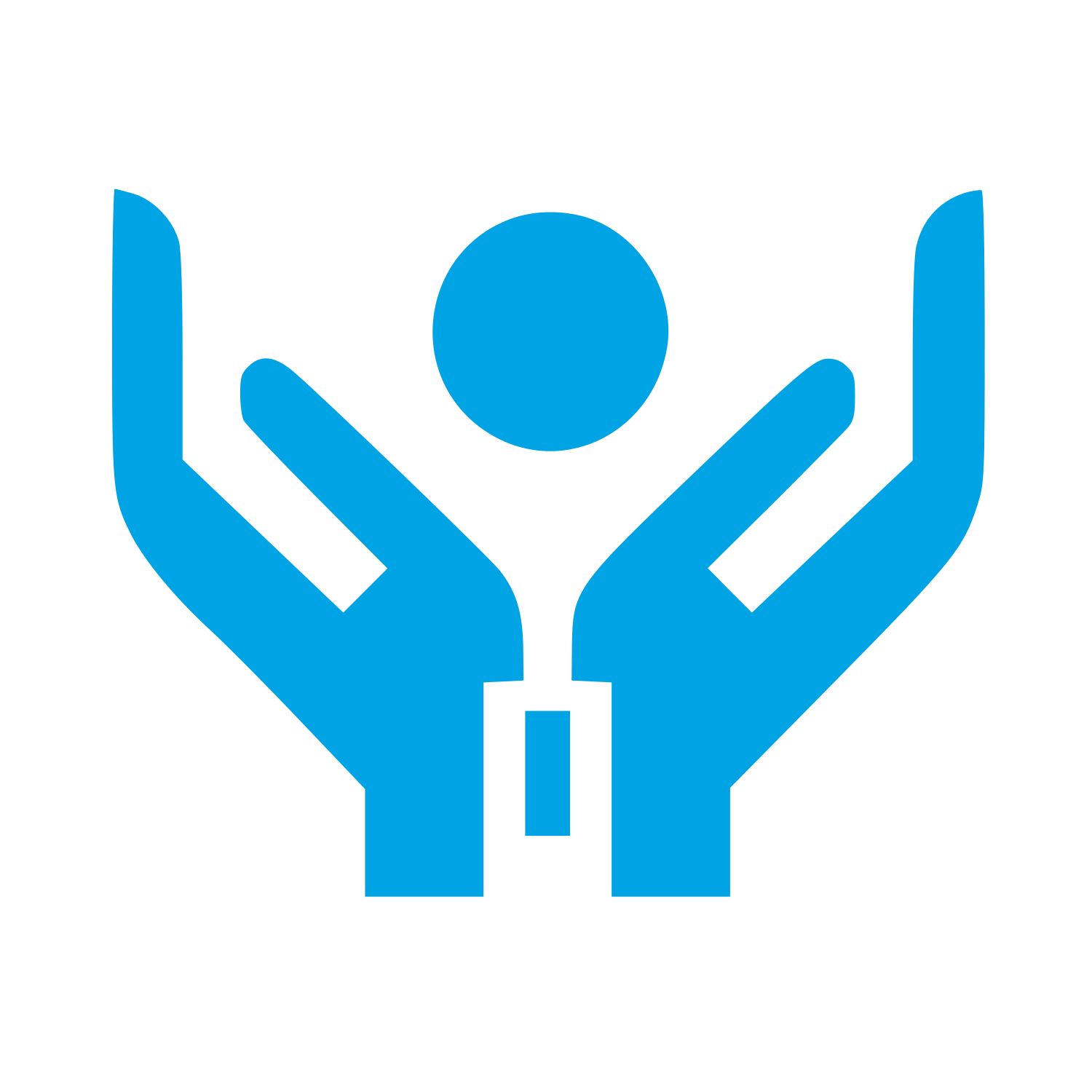 Hands Cradling Person Logo #00a3e4