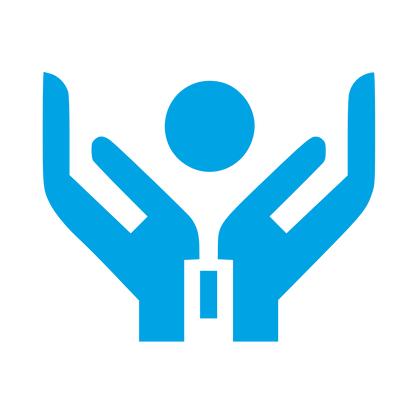 Hands Cradling Person Logo #00a3e4