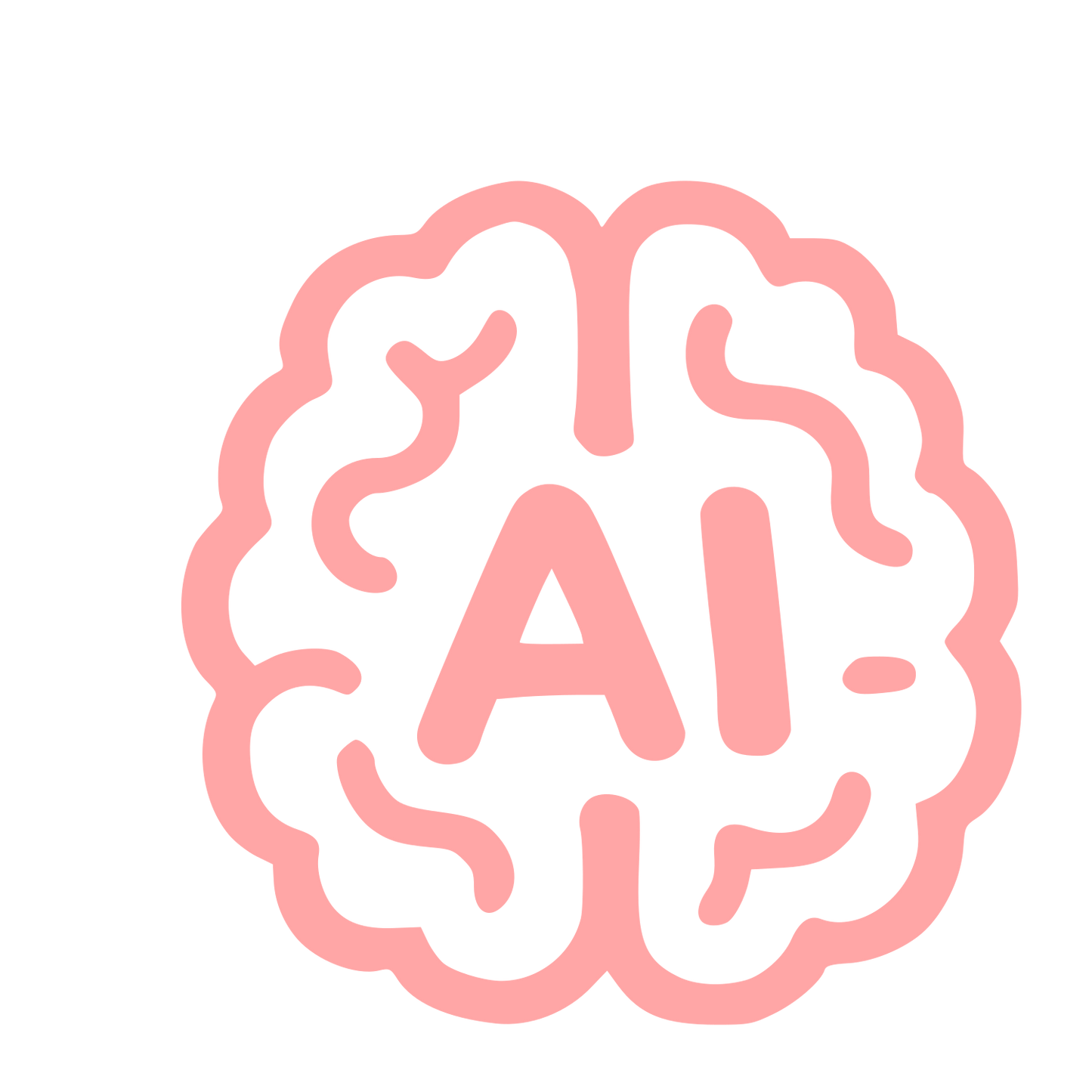 AI Brain Outline Logo #ffa6a6