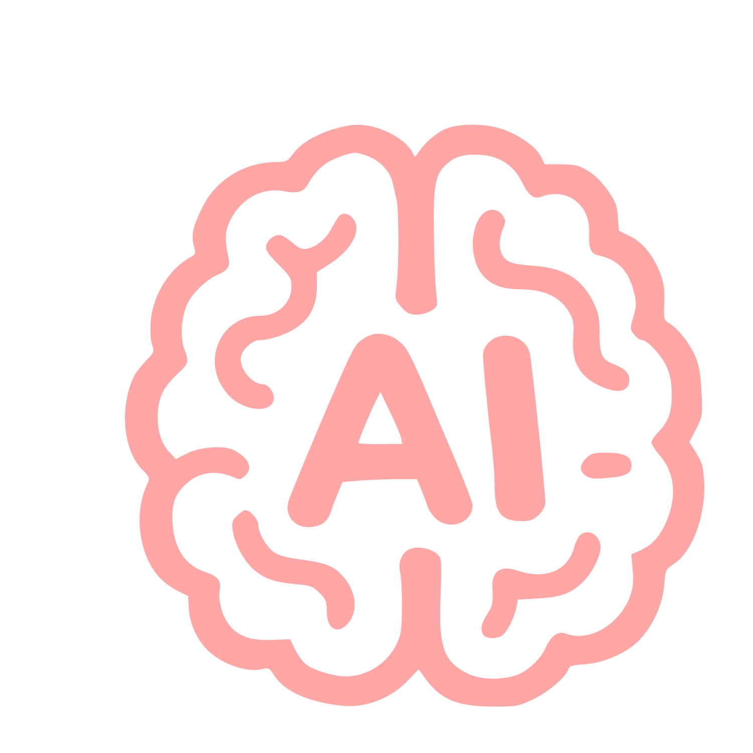 AI Brain Outline Logo #ffa6a6