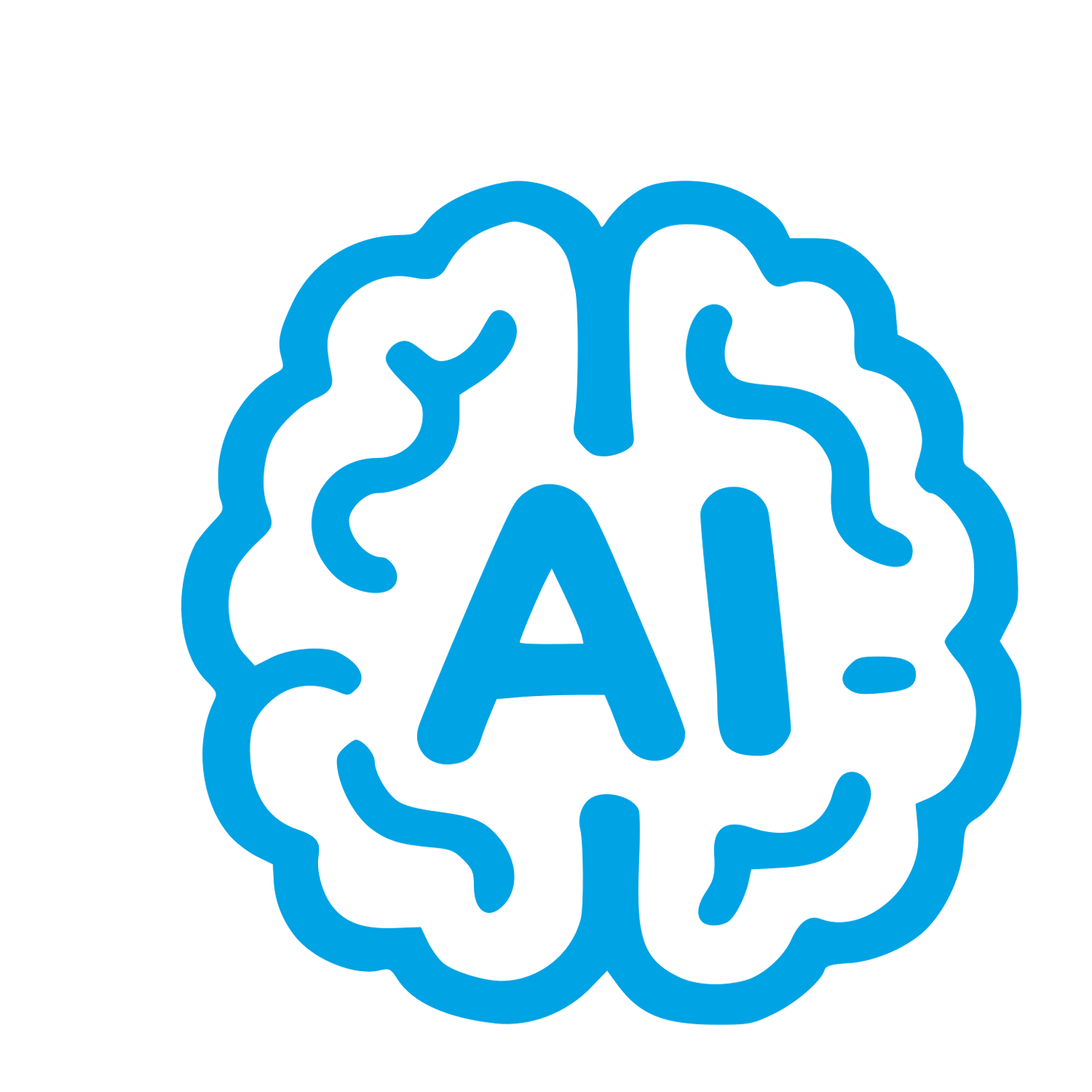 AI Brain Outline Logo #00a3e4
