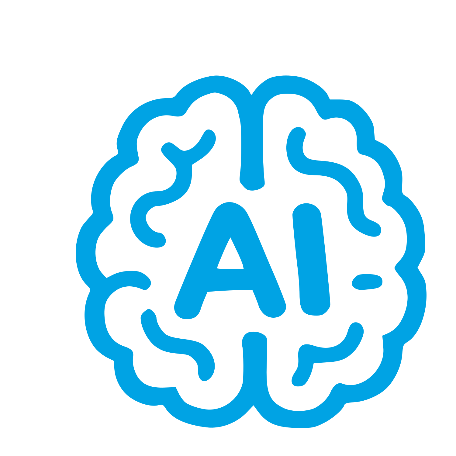 AI Brain Outline Logo #00a3e4