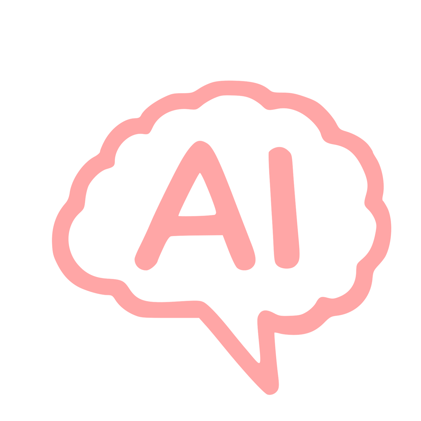 Hand-Drawn AI Brain Logo #ffa6a6