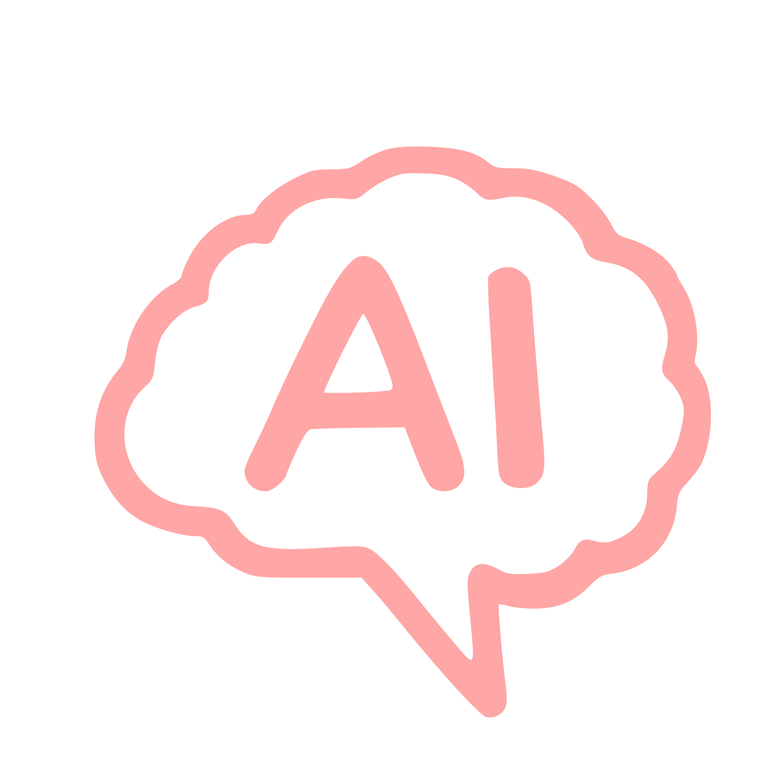Hand-Drawn AI Brain Logo #ffa6a6