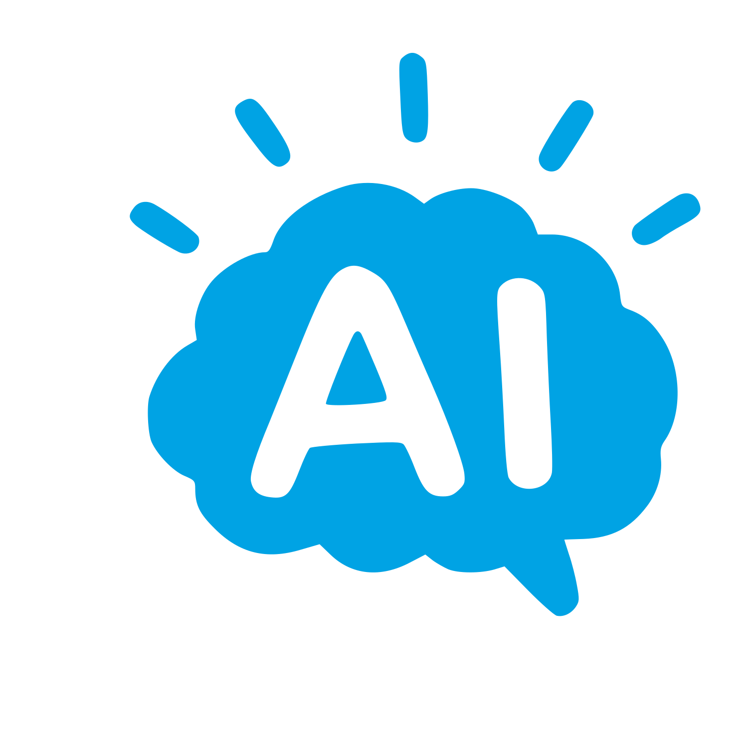 Hand-Drawn AI Brain Logo #00a3e4