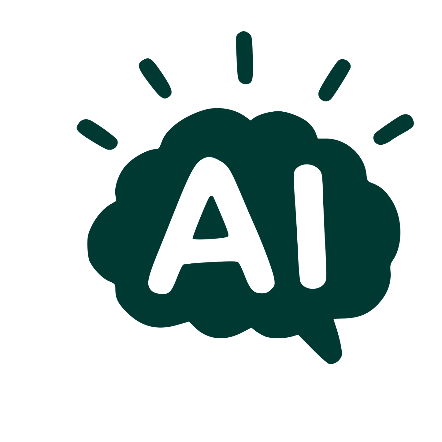 Hand-Drawn AI Brain Logo #003932