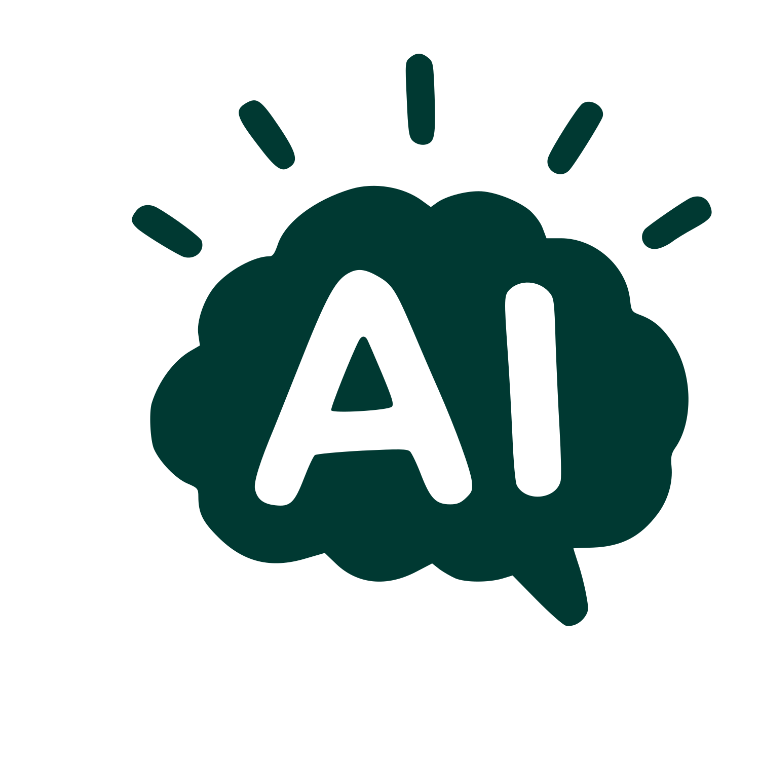 Hand-Drawn AI Brain Logo #003932