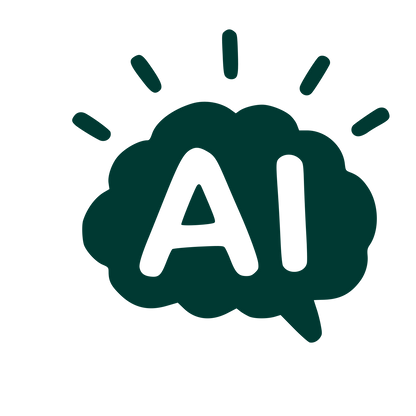 Hand-Drawn AI Brain Logo #003932