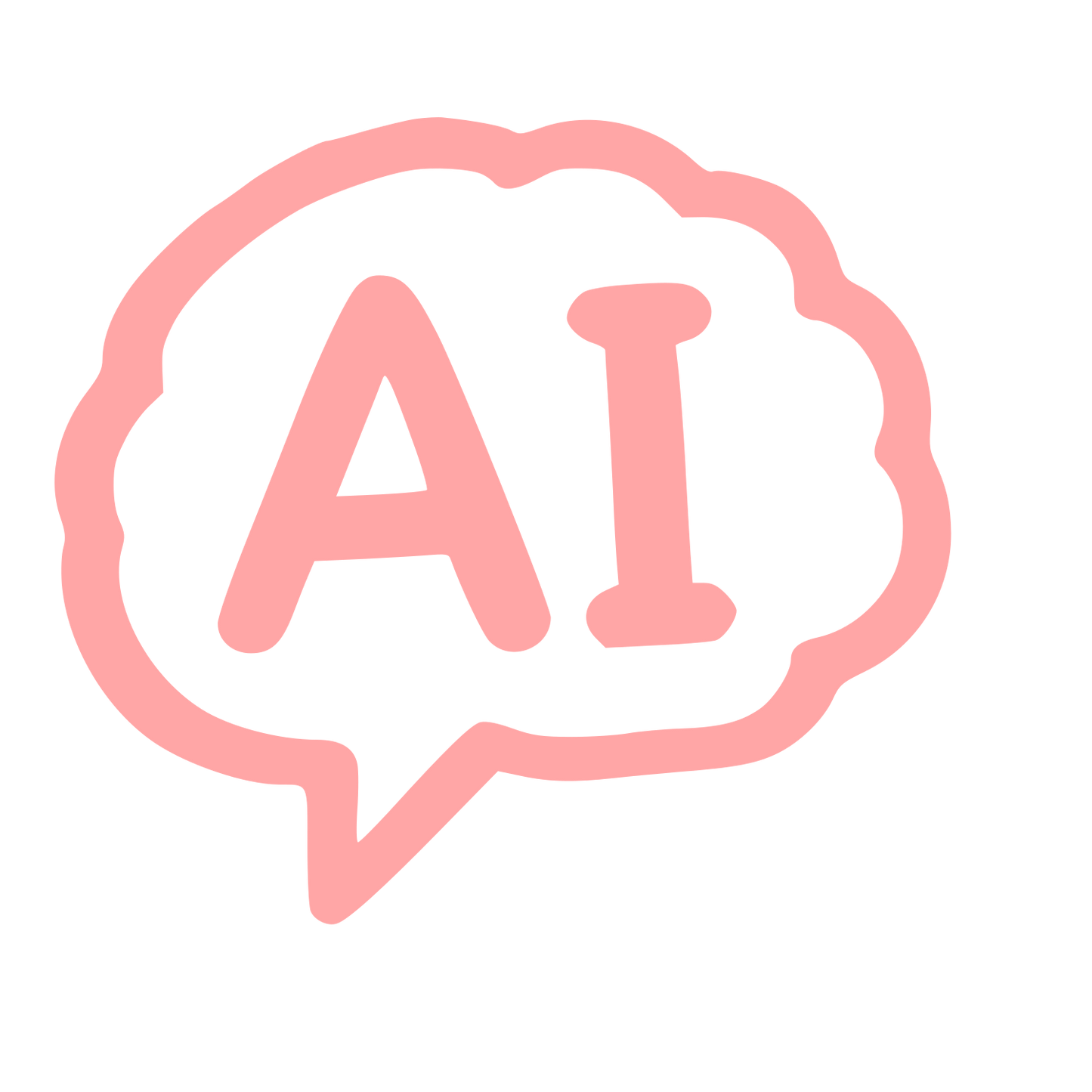 Hand-Drawn AI Brain Chat Logo #ffa6a6